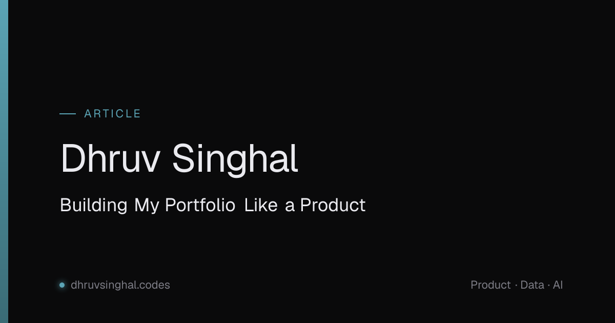 Building My Portfolio Like a Product | Dhruv Singhal
